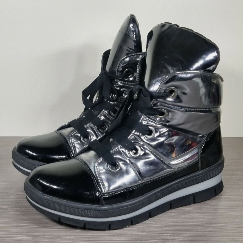 Jog Dog Snowdon Waterproof Quilted Sneaker Boot Black/Silver Womens Size 40